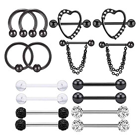 8 Pairs Pierced Body Jewelry Barbell Pierced Bar Stainless Steel for Women