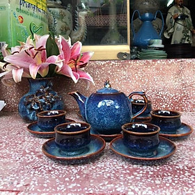 Mua Bộ ấm chén men Xanh hỏa biến cao cấp - sản xuất tại xưởng gốm sứ Gia Oanh authentic bat trang