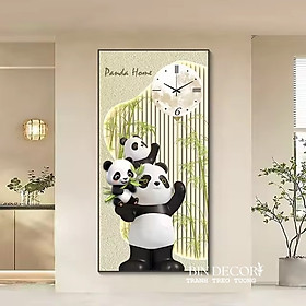 Mua (HCM)Tranh đồng hồ tráng gương gấu trúc 8 dễ thương trang trí phòng bé  trang trí quán kèm đinh treo