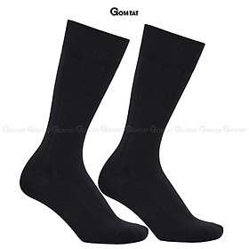 Tất vớ nam cổ cao 25cm GOMTAT mẫu gân chìm, chất liệu 90 cotton cao cấp thoáng mát êm chân - GOM-MIX09-1DOI - Đen