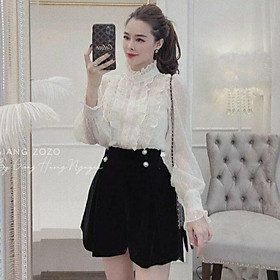 Mua Áo Sơ Mi Bánh Bèo Tiểu Thư Pha Ren Cổ Trụ | Tiki