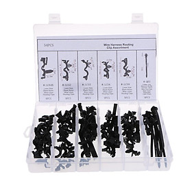54pcs/Set Automotive Wire Loom Routing Clips 6 Kinds Clamps with Storage Box