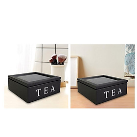 2x Retro Tea Bag Storage Kitchen Cabinets Coffee Tea Bag Storage with Lid Home Rectangular Wooden Tea Box Tea Bag Box for Sugar Creamers