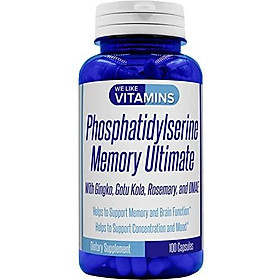 Phosphatidylserine 500mg Per Serving Memory Ultimate Plus Ginkgo and DMAE 100 Capsules Phosphatidyl Serine Helps Support Cognitive Health, Brain Function, Mental Clarity, and Focus