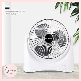 Sạc Tích Điện Quạt Để Bàn Sạc Tích Điện Super Fan, 3 Chế Độ Mát, Để Bàn Làm, Ô tô