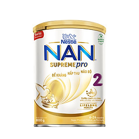 Sữa bột Nestlé NAN SupremePro 2 lon 800g nhập khẩu từ Đức với 5HMO & đạm Gentle Optipro (6 - 24 tháng)