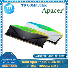 Ram Apacer 16GB LED RGB DDR4 3200Mhz NOX - Hàng chính hãng NetworkHub phân phối - Đen