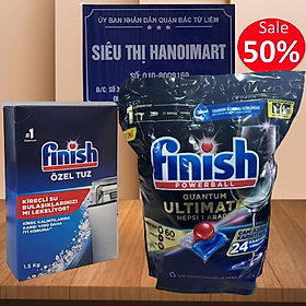 Combo Viên rửa bát Finish eco 40 viên+ Muối rửa bát Finish 1.5kg