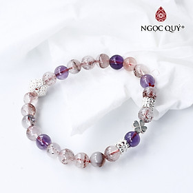 Vòng đá super seven phối charm cỏ 4 lá bạc - Ngọc Quý Gemstones