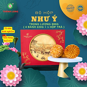 Bộ hộp Bánh trung thu Như Ý 4 bánh 2 trứng 220g - Thành Long - 880g - tặng 1 hộp trà - VIỆT NAM