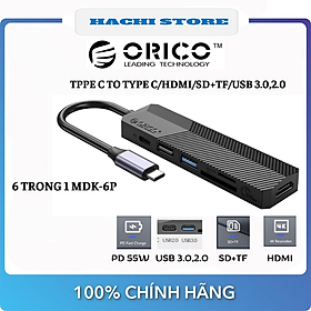 Mua Hub typec 6 trong 1 Orico MDK-6P sang HDMI 4K  1 x USB-C PD 55W  USB 3.0 2.0  SD/TF - Hàng Chính Hãng