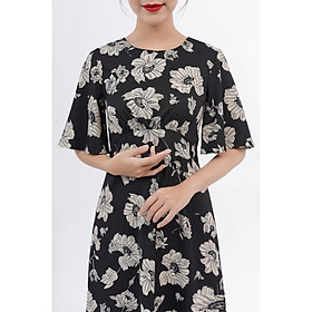 Đầm cổ tròn D9.626 _ đen bông kem