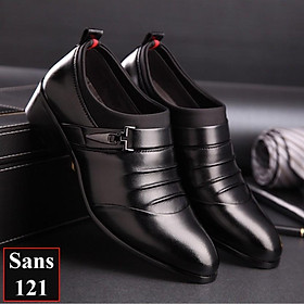 Giày da nam cao cấp Sans121 giầy tây không dây đen nâu trắng bigsize size lớn 43 44 45 46 47 48 cỡ nhỏ 37 38 39 40 41