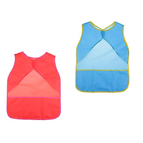 2Pcs Childrens Waterproof Sleeveless Apron Painting Smock with Fastener Tape
