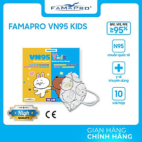 HỘP - FAMAPRO VN95 KIDS - Khẩu trang y tế trẻ em kháng khuẩn 4 lớp Famapro