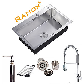 Mua COMBO BỘ CHẬU RỬA CHÉN 1 NGĂN VÀ VÒI LÒ XO RÚT DÂY RANOX RN44589