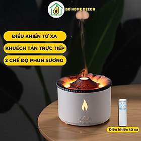 Máy xông tinh dầu, khuếch tán tinh dầu siêu âm V19, phun sương tạo ẩm trực tiếp hình núi lửa, ngọn lửa