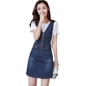 Yếm jean phối dây kéo