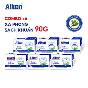 Aiken Combo 6 Xà Phòng Sạch Khuẩn Chiết Xuất Trà Xanh Thiên Nhiên 90G/hộp