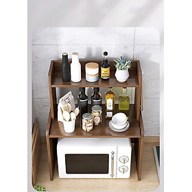 Kệ lò vi sóng 2 tầng kết hợp kệ gia vị chất liệu gỗ chống nước chống bám bẩn - GP186 