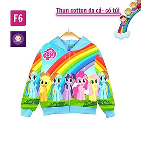 Áo khoác bé gái hình cầu vồng từ 11-43kg - Chất liệu thun cotton da cá in 3D