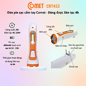 Mua Đèn Pin Sạc Tích Điện LED Comet CRT453 2W Đa Năng Đèn Pin Cầm Tay Siêu Sáng 4h liên tục