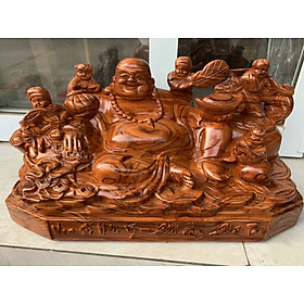 Tượng phật di lặc ngũ phúc gỗ hương liền khối kt 40×21×20cm