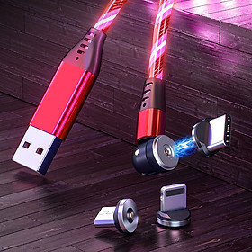 Mua Sạc nam châm phát sáng M02 - Đầu xoay 540 độ đa dụng - Tích hợp cả 3 cổng sạc Micro USB + Lightning + Type C