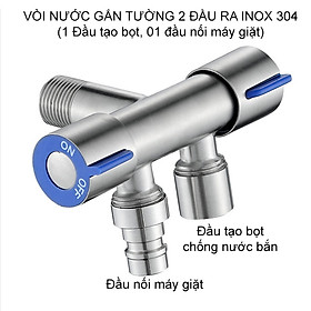 Mua Vòi nước lạnh 2 đầu ra gắn tường bằng  đường kính ren vào ra 21mm  01 đâu tạo bọt và 01 gắn máy giặt