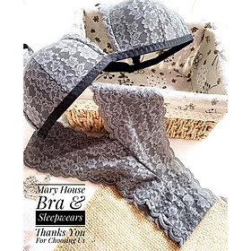Set bralette ren mút ngực quần Y xám