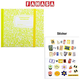 Hình ảnh Sổ Dot Khổ Vuông 140 Trang 130gsm + Kèm Sticker Composition Collection - Crabit Notebuck 1594 - Vàng Chanh Lime