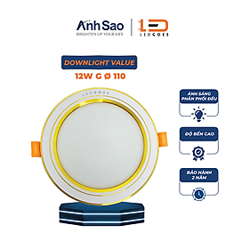 Đèn Led Âm Trần 12W LEDGOES Downlight Value Thiết kế sang trọng, Lỗ khoét Phi 110