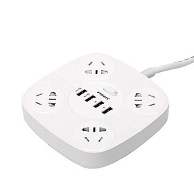 Ổ cắm điện Pisen KY-44 (4USB, 4AC ) - Ổ cắm điện thông minh, đa năng_Hàng chính hãng