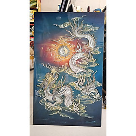 Mua Tranh sơn mài Khảm cừ rồng cưỡi mây cực kỳ tinh xảo size 48x79.5 cm