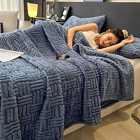 Mua Chăn lông tuyết LIDACO họa tiết khối 3D chất tuyết mềm nhẹ ấm áp kích thước 2mx2m3