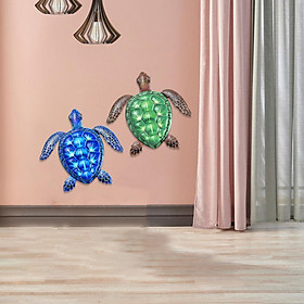 2Pcs Natural Style Sea Turtle Metal Wall Decor Animal Ornament for Home