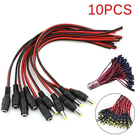 10pcs/lô 2.1x5.5 mm plug nam 12 V DC Power Cail Cáp lợn cho đầu nối camera quan sát phần mở rộng đuôi 12V DC DEC