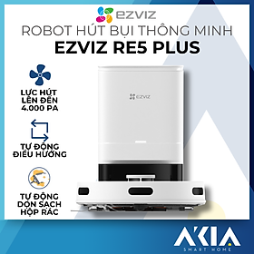 Robot hút bụi thông minh Ezviz RE5 Plus / RE5 - Lực hút lên đến 4000Pa, Tự động điều hướng và Né vật cản, Điều khiển remote và giọng nói - Hàng chính hãng - RE5 PLUS (KÈM DOCK)