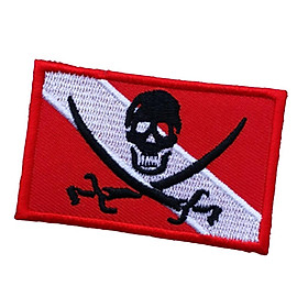 Embroidered Iron-On Pirate Flag Patch Emblem Souvenir For Underwater Scuba Divers