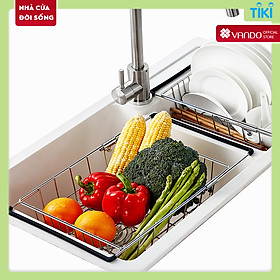 Mua Khay Inox Gác Bồn Rửa VANDO Giá Rổ Đa Năng Co Giãn Rửa Rau  Trái Cây  Úp Chén Đĩa
