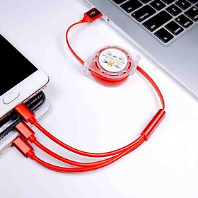 Mua Cáp sạc điện thoại 3 đầu đa năng dây rút dài 1m  Cáp Sạc 3 Đầu Dây Rút Cổng Lightning  Type-C  Micro Usb Dây Dài 1m Cao
