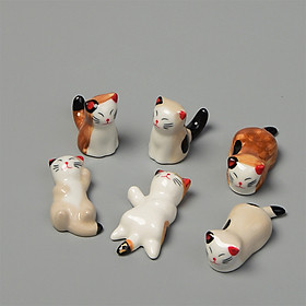 Combo 6 gác đũa bàn ăn gốm sứ hình mèo nhật (không chọn mẫu giao mẫu ngẫu nhiên)
