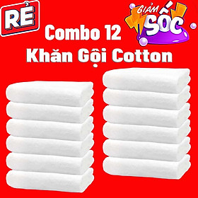 GIẢM SỐC 12 khăn gội cotton màu trắng hotel 75x30cm
