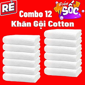 Mua GIẢM SỐC 12 khăn gội cotton màu trắng hotel 75x30cm