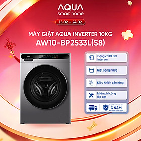 [SẮP RA MẮT 2026] Máy giặt cửa trước AQUA Inverter 10kg AW10-BP2533L(S8) - Bảo hành 2 năm - Freeship toàn quốc - Hàng chính hãng