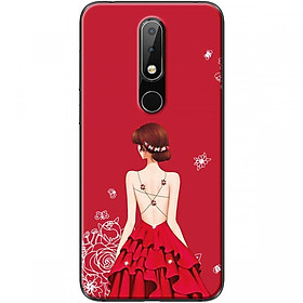 Ốp lưng dành cho điện thoại Nokia 6.1 Plus Mẫu Cô gái váy đỏ áo dây