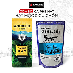 Combo Cà Phê Hạt Robusta/Arabica (Túi 500g) + Cà Phê Gu Chồn (Túi 500g)