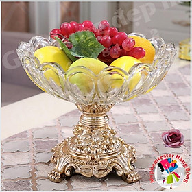 Mâm bồng thủy tinh đế mạ vàng phong cách Châu Âu
