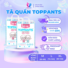 Tã/Bỉm Quần người lớn TOPPANTS Siêu Thấm, Chống Trào, Kháng Khuẩn Size M/L/XL (54 Miếng)