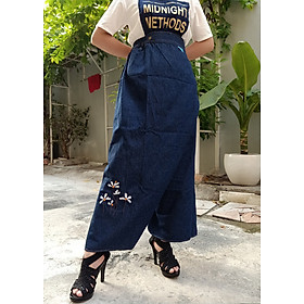Váy Chống Nắng Dạng Quần Vải JEAN Thêu Hoa Cánh Trắng
